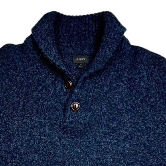 J. Crew 100% Lamb Wool Pullover Shawl Collar Sweater With Buttons Men's Medium - Picture 3 of 6